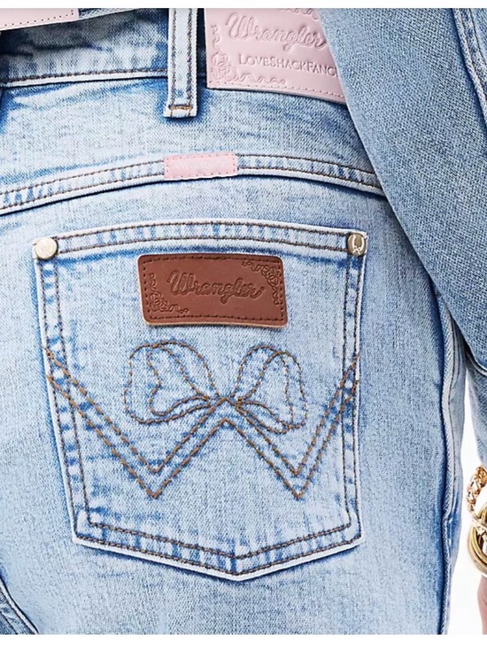 Wrangler Denim - Wrangler Women’s Light Blue High-Rise Jeans with Bow Embroidery